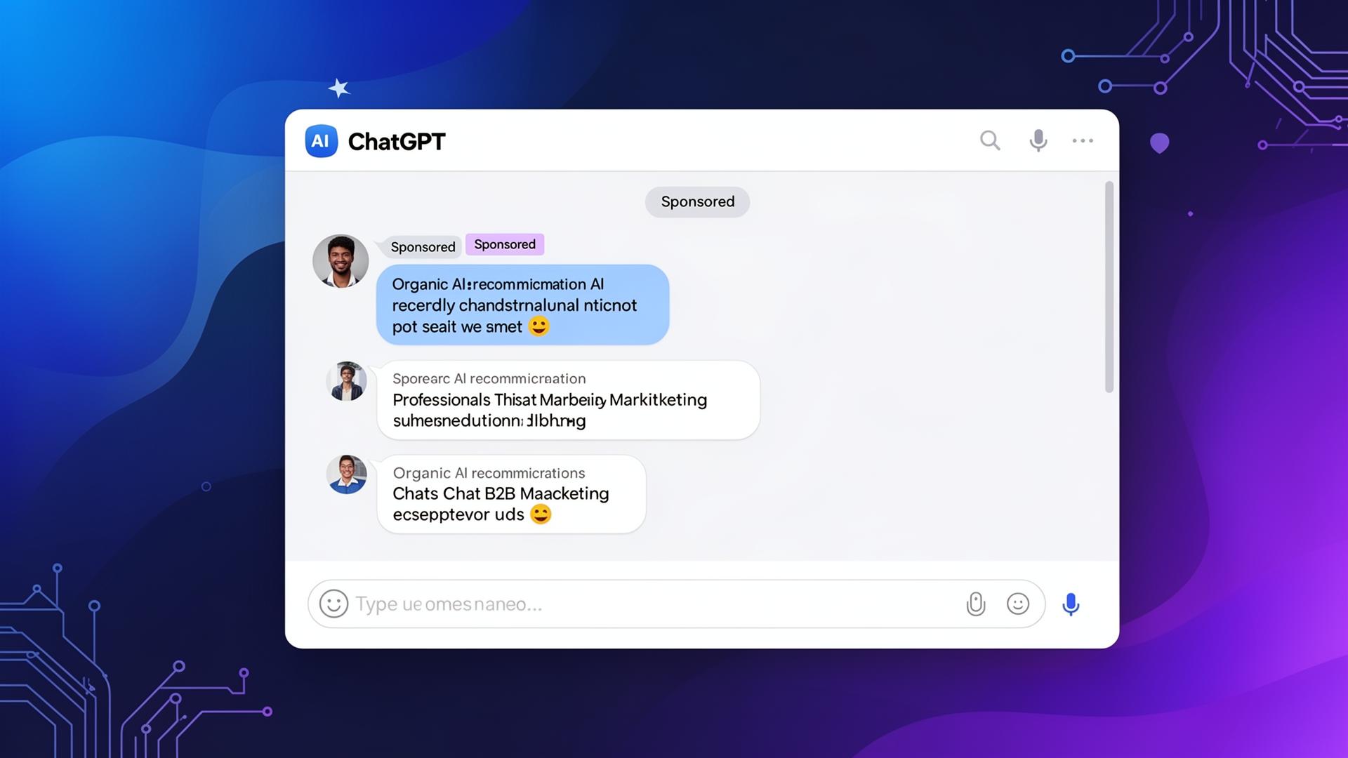 ChatGPT interface showing sponsored content alongside organic AI recommendations